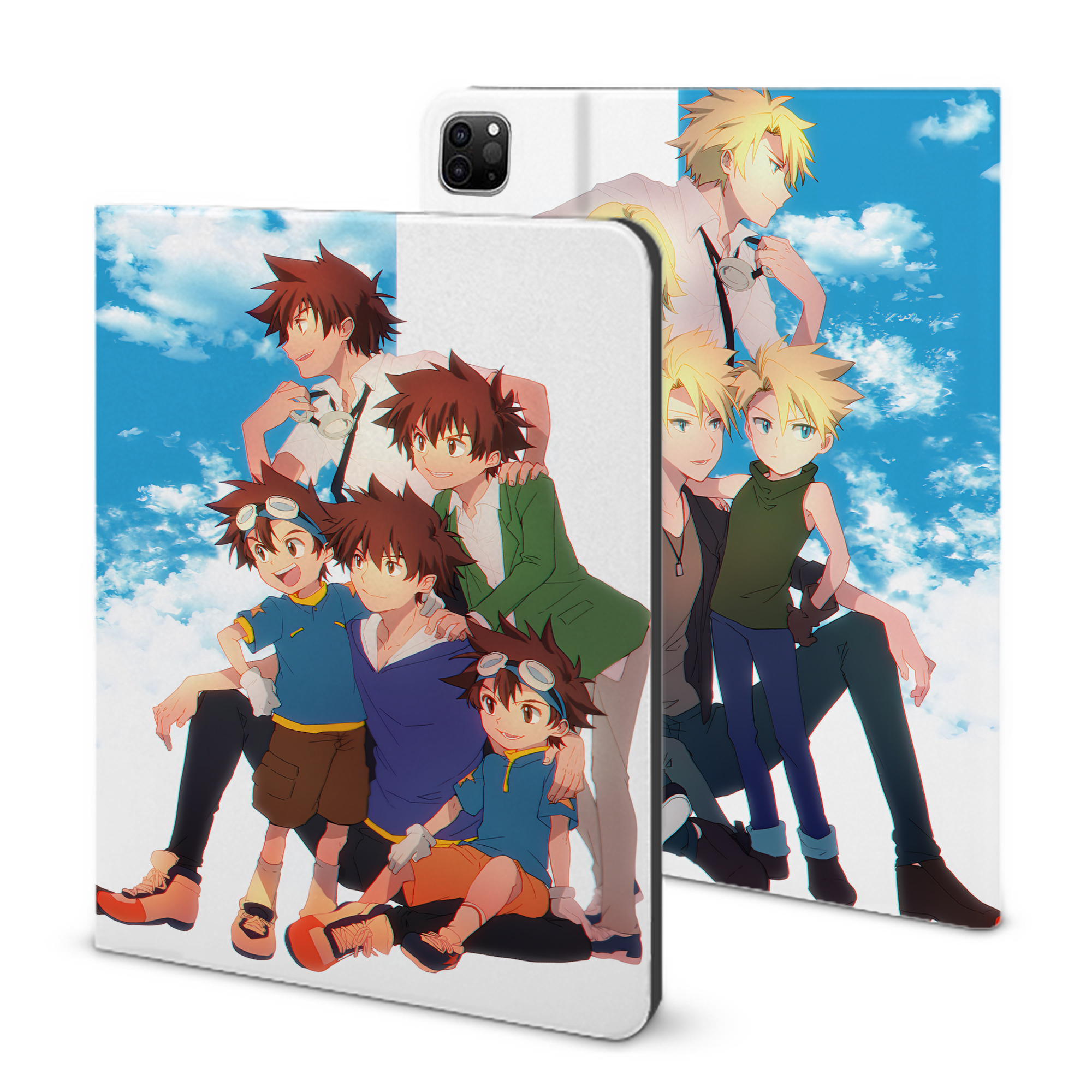 （画像用） Digimon デジタルモンスター/デジモン IPad ケース ブック型 PUレザー TPU 耐衝撃 軽量 薄型 ペン収納なし 全面保護 IPad 各モデル対応